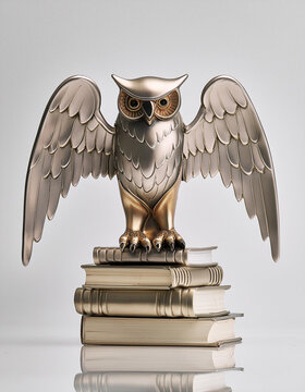 Figura b&uacute;ho plateado de la sabidur&iacute;a y las leyes con fondo blanco