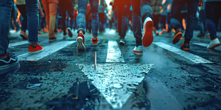 Determination (Black): A strong, straight arrow pointing forward, representing the determination of Gen Z protesters to enact change