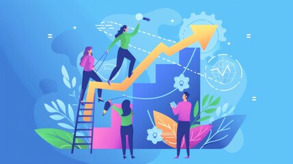 Teamwork and Business Growth Concept Illustration