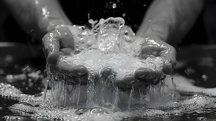 Essential Hygiene Hands Washing with Soap Under Running Water