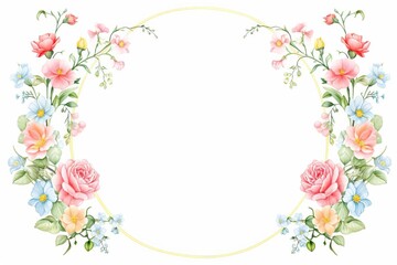 Larkspur Garland, Watercolor Floral Border, watercolor illustration, isolated on white background