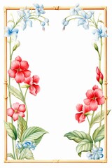 Streptocarpus Frame, Watercolor Floral Border, watercolor illustration, isolated on white background