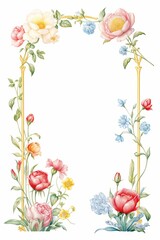 Veronica Edge, Watercolor Floral Border, watercolor illustration, isolated on white background