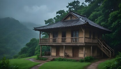 Obraz premium wooden house in mountains