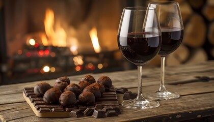 Wine Glass and Chocolate Truffles