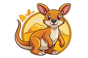 Cute and cool kangaroo cartoon, Cute Smiling Kangaroo Cartoon Illustration and isolated on a white background.