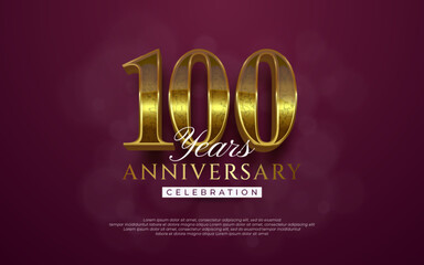 Anniversary celebration illustration. number 100 with style 3d on purple background
