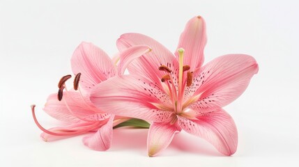 Pink Lily on White Background