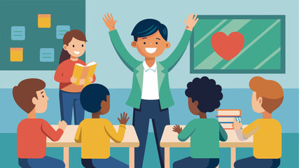 The occasional stumble or misstep is met with encouragement and cheers from the rest of the class creating a supportive and positive atmosphere.. Vector illustration