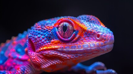 Obraz premium Neon Reptiles Wildlife: A photo collection of wildlife reptiles illuminated in neon colors
