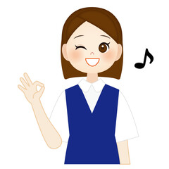 okサインの若い事務員の女性7