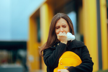 Sad Woman Crying on the Street Having Emotional Breakdown. Desperate girl feeling heartbroken with...