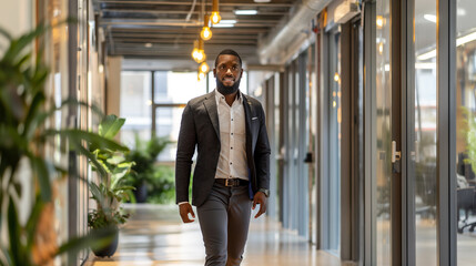 Obraz premium business person walking in modern office 
