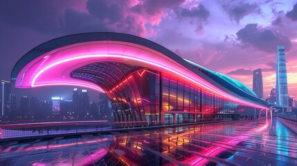 Obraz premium Sport Complex Architectural Design: A photo highlighting the architectural design of a sports complex