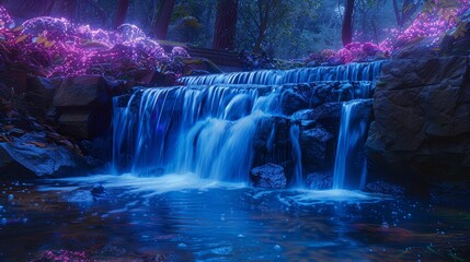 Waterfalls Zen: Neon photos of waterfalls in serene and peaceful settings