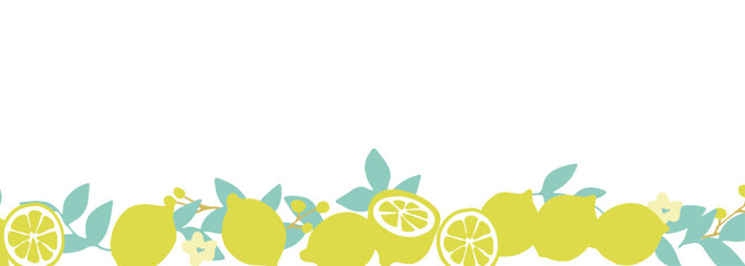 レモンの爽やか夏フレーム素材。レモンのベクターイラスト。夏のレモン装飾枠。Lemon fresh summer frame material. Lemon vector illustration. Summer lemon decoration frame.