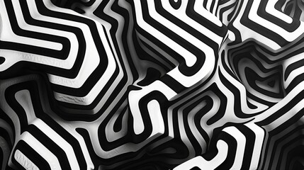 Obraz premium artistic neurographic design in black and white with geometric patterns promotes mental focus and meditation a captivating abstract concept for a background