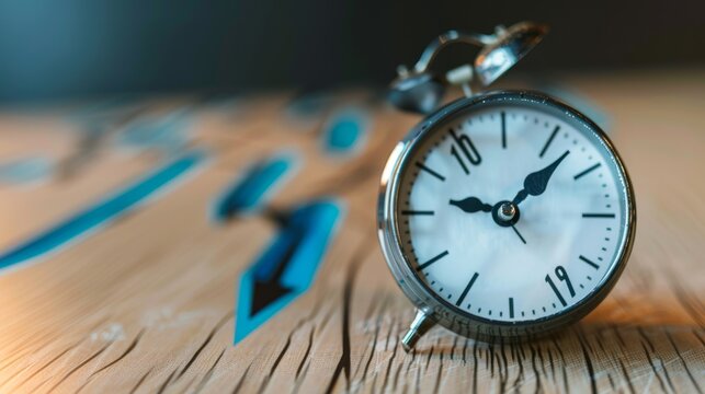 Broken clock symbolizing financial decline with a downward graph in the background, isolated, plenty of space