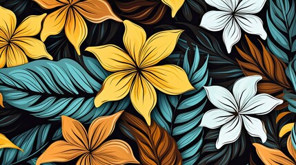 Abstract exotic flowers backgrounds pattern