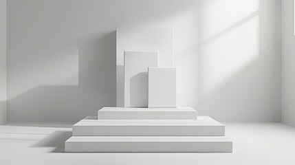Fototapeta premium 3d minimalist clean and white beigie empty podium