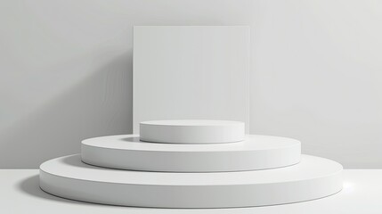 3d minimalist clean and white beigie empty podium