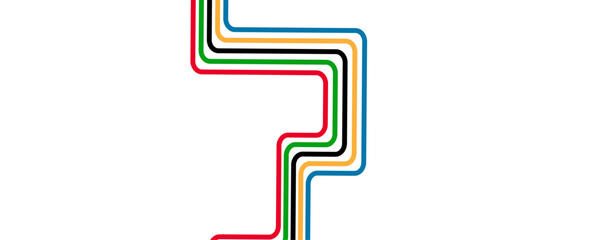 Abstract wavy stripes of Olympic games colors. Banner, flyer, card, cover or backdrop with colorful stripes symbol and copy space for text. Olympic Sports. vector illustration