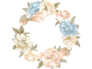 Create a watercolor painting of a wreath of flowers