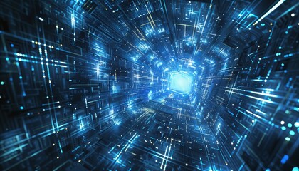 Fototapeta premium Ethereal computer-generated mathematical plane existing in hypercube, tech for everything