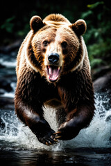 Obraz premium Bear's attack, Realistic images of wild animal attacks