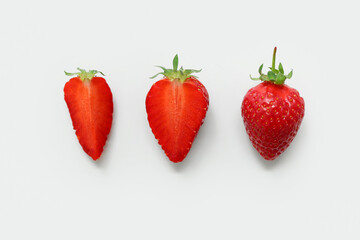 Sweet fresh strawberries on white background