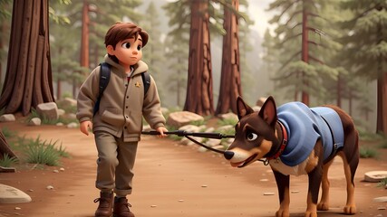child with his loyal friend doig