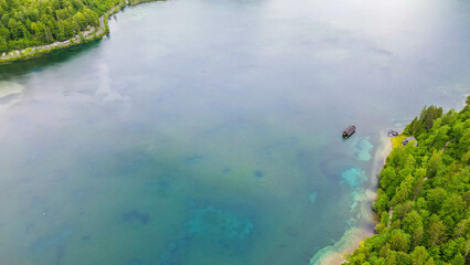 Aerial View Abendstimmung am Almsee