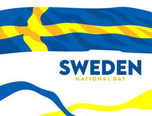 happy sweden national day with sweden flag
