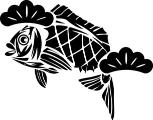 鯛と松のおしゃれなシルエット