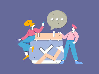 Check-in character flat vector concept operation hand-drawn illustration
