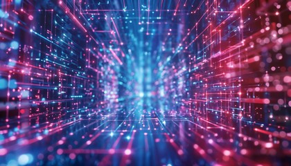 Obraz premium Holographic data interfaces soaring through infinite neon cyberspace, tech for everything