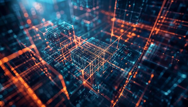 Ethereal computer-generated mathematical plane existing in hypercube, tech for everything