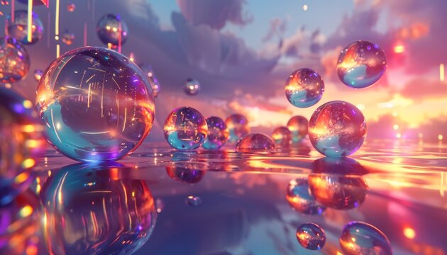 Infinite bouncing spheres of iridescent bytes and pixels, tech for everything