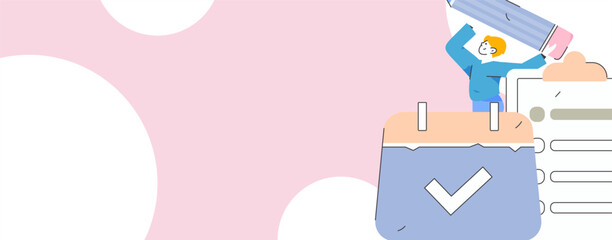 Check-in character flat vector concept operation hand-drawn illustration
