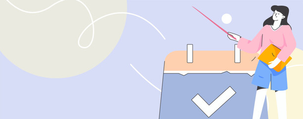 Check-in character flat vector concept operation hand-drawn illustration
