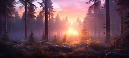 Amber Shroud Violet-Tinged Fog Illuminated by Sunlight