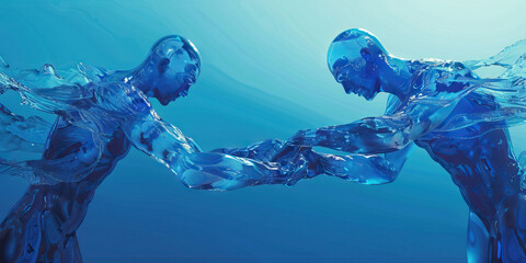 Unity (Blue): Two figures with intertwined arms, symbolizing unity and solidarity.