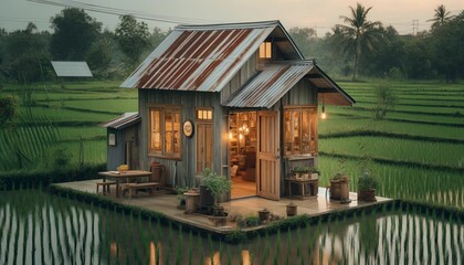 Rustic Thai Home at Golden Hour