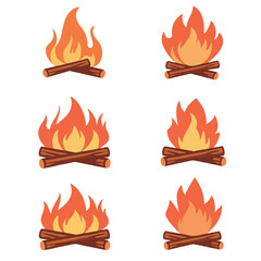 Camping Fire Vector Set