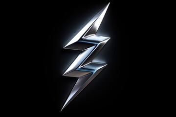 Silver Lightning Bolt on a Black Background