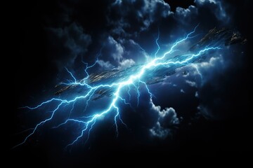 3d rendering for a silver lightning bolt with cloud of blue