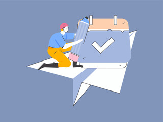 Check-in character flat vector concept operation hand-drawn illustration
