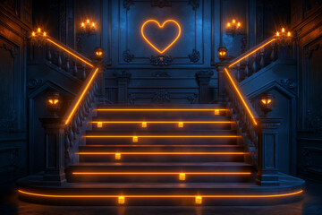 Basic podium background for advertising, Love banner for Valentine's Day, generative ai