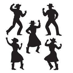 Cowboy and Cowgirl Dancers Vector