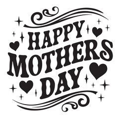 Happy Mothers Day Groovy Text Vector